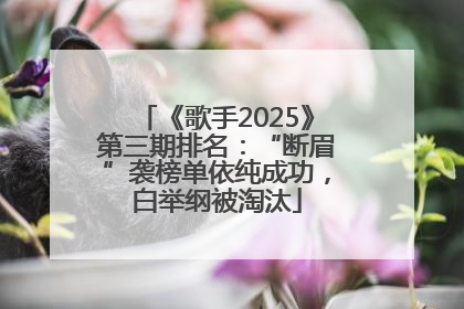 《歌手2025》第三期排名：“断眉”袭榜单依纯成功，白举纲被淘汰