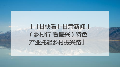 「甘快看」甘肃新闻丨（乡村行 看振兴）特色产业托起乡村振兴路