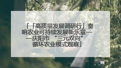 「高质量发展调研行」奏响农业可持续发展新乐章——庆阳市 “三元双向” 循环农业模式观察