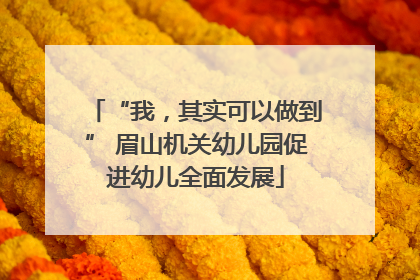 “我，其实可以做到” 眉山机关幼儿园促进幼儿全面发展
