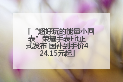“超好玩的能量小圆表”荣耀手表Fit正式发布 国补到手价424.15元起