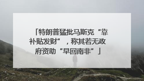 特朗普猛批马斯克“靠补贴发财”，称其若无政府资助“早回南非”