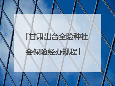 甘肃出台全险种社会保险经办规程