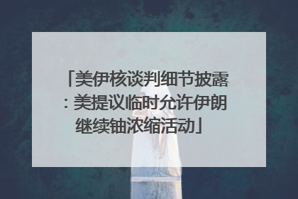 美伊核谈判细节披露：美提议临时允许伊朗继续铀浓缩活动
