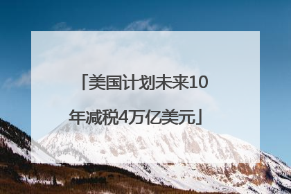 美国计划未来10年减税4万亿美元