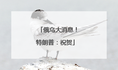 俄乌大消息！特朗普：祝贺