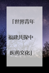 世界青年福建共探中医药文化