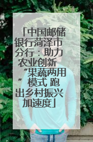 中国邮储银行菏泽市分行：助力农业创新 “果蔬两用”模式 跑出乡村振兴加速度