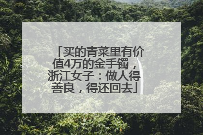 买的青菜里有价值4万的金手镯，浙江女子：做人得善良，得还回去