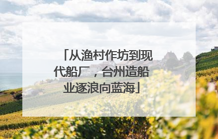 从渔村作坊到现代船厂，台州造船业逐浪向蓝海