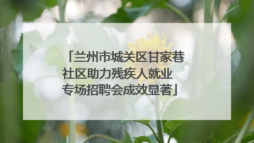 兰州市城关区甘家巷社区助力残疾人就业 专场招聘会成效显著