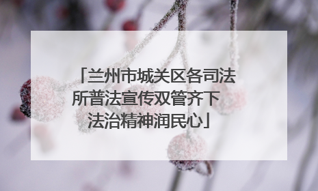 兰州市城关区各司法所普法宣传双管齐下 法治精神润民心