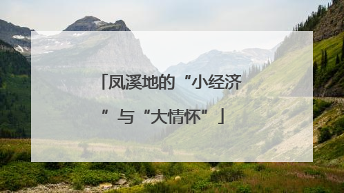 凤溪地的“小经济”与“大情怀”