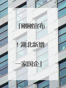 刚刚宣布！湖北新增一家国企