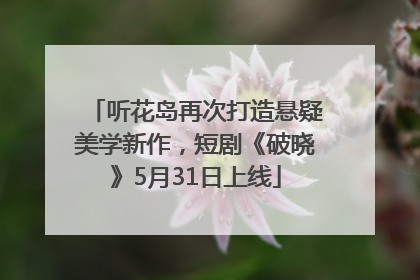 听花岛再次打造悬疑美学新作，短剧《破晓》5月31日上线
