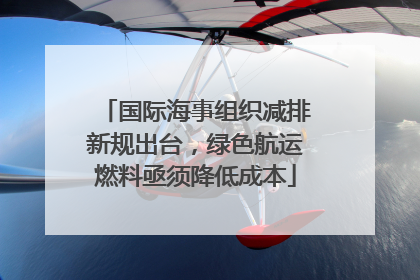 国际海事组织减排新规出台，绿色航运燃料亟须降低成本