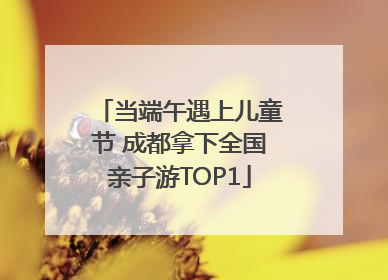 当端午遇上儿童节 成都拿下全国亲子游TOP1