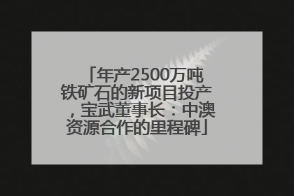 年产2500万吨铁矿石的新项目投产，宝武董事长：中澳资源合作的里程碑