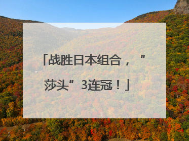战胜日本组合，“莎头”3连冠！