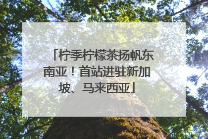 柠季柠檬茶扬帆东南亚！首站进驻新加坡、马来西亚