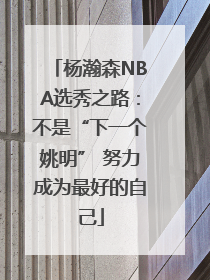 杨瀚森NBA选秀之路：不是“下一个姚明” 努力成为最好的自己
