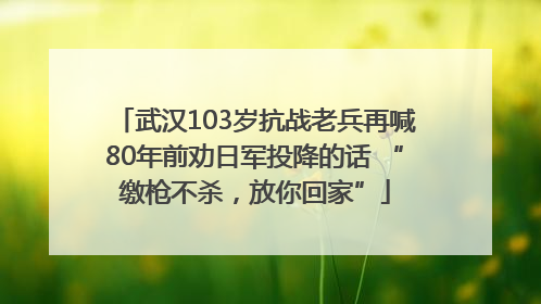 武汉103岁抗战老兵再喊80年前劝日军投降的话 “缴枪不杀，放你回家”