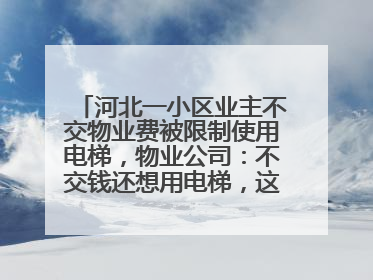 河北一小区业主不交物业费被限制使用电梯，物业公司：不交钱还想用电梯，这钱谁出？
