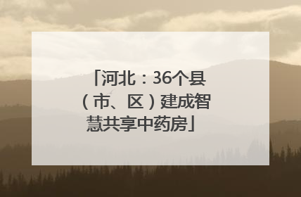 河北：36个县（市、区）建成智慧共享中药房