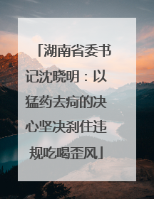 湖南省委书记沈晓明：以猛药去疴的决心坚决刹住违规吃喝歪风