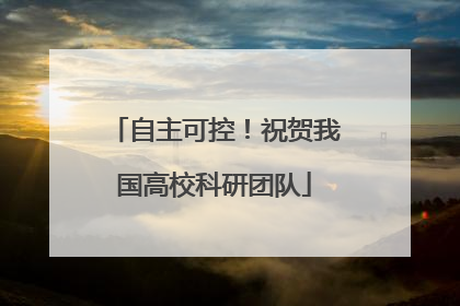 自主可控！祝贺我国高校科研团队