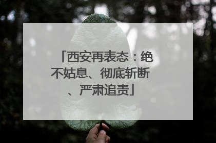 西安再表态：绝不姑息、彻底斩断、严肃追责