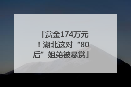 赏金174万元！湖北这对“80后”姐弟被悬赏