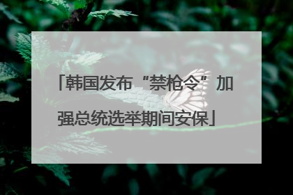 韩国发布“禁枪令”加强总统选举期间安保