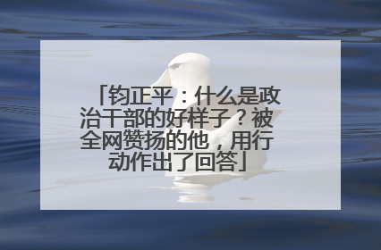 钧正平：什么是政治干部的好样子？被全网赞扬的他，用行动作出了回答