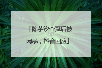 陈芋汐夺冠后被网暴，抖音回应