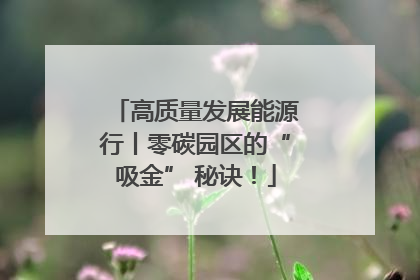 高质量发展能源行丨零碳园区的“吸金” 秘诀！