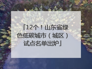 12个！山东省绿色低碳城市（城区）试点名单出炉