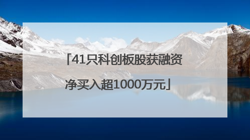 41只科创板股获融资净买入超1000万元