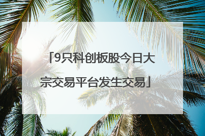 9只科创板股今日大宗交易平台发生交易